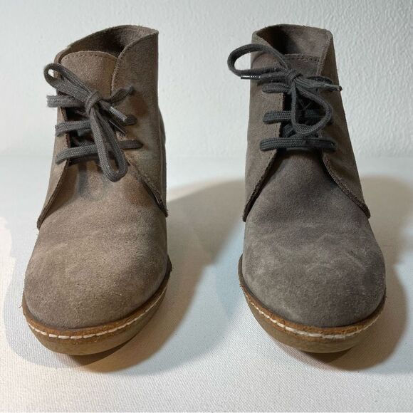 J.Crew MacAlister Tan Brown Suede Wedge Ankle Boots Womens Size 7 Lace up - Picture 4 of 9